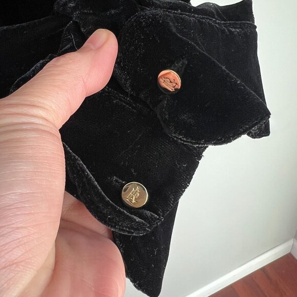 Lauren Ralph Lauren BLACK LABEL Velvet Top Sz 14 Black Plunging V Neck - Picture 6 of 9